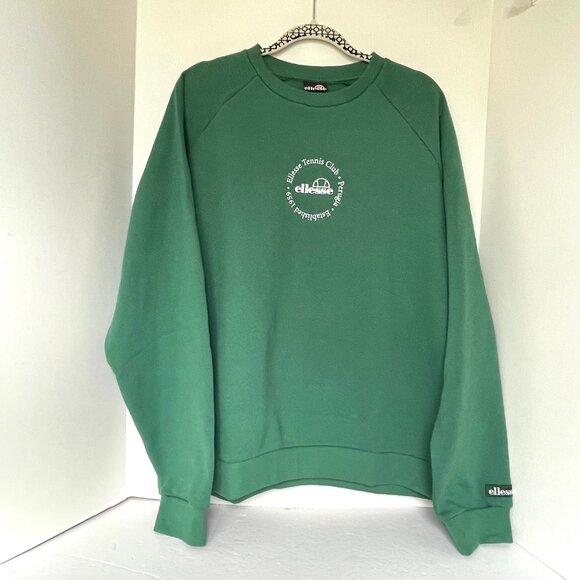 Ellesse Tennis Club Voliero Sweatshirt Mens XL Green Crew Neck Unisex Perugia - Picture 2 of 7